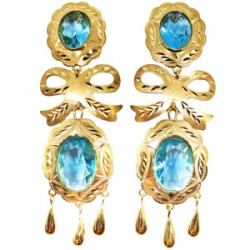 Pendientes oro cubanas dobles con lazo