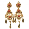 PENDIENTE ORO 18KT MANTILLA CON CORAL FINO