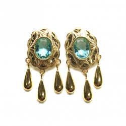 PENDIENTE 18 KILATES CUBANA 3 LAGRIMAS ORO