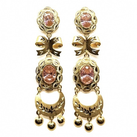 PENDIENTES  CUBANAS ORO 18KT DOBLE ROSETA