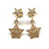 PENDIENTES ORO 18KT DOBLES  ESTRELLAS ENGASTADAS EN CIRCONITAS