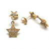 PENDIENTES ORO 18KT DOBLES  ESTRELLAS ENGASTADAS EN CIRCONITAS