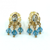 Pendientes niña gitanillas Oro de 18 Kilates  y bolitas  swarovski rosas o celestes