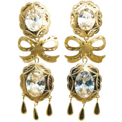 Pendientes oro cubanas dobles con lazo