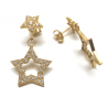 PENDIENTES ORO 18KT ESTRELLAS  DOBLES CON CIRCONITAS BLANCAS