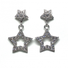 PENDIENTES ORO 18KT ESTRELLAS  DOBLES CON CIRCONITAS BLANCAS
