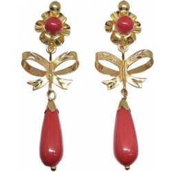 Pendientes de Oro de 18 Kilates arquillo con lazo y lágrima