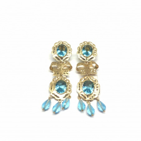 PENDIENTE ORO DOBLE CUBANA CON LAZO