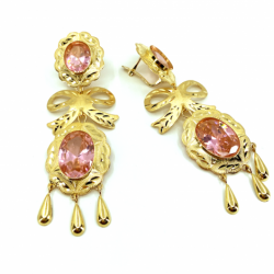 Pendientes oro cubanas dobles con lazo