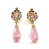 Pendientes de Oro de 18 Quilates Arquillos y lagrima facetada de color rosa