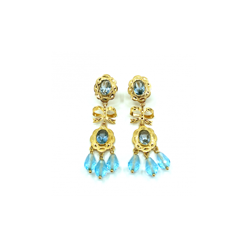 PENDIENTE ORO 18KT DOBLE CUBANA LAZO PEQUEÑO