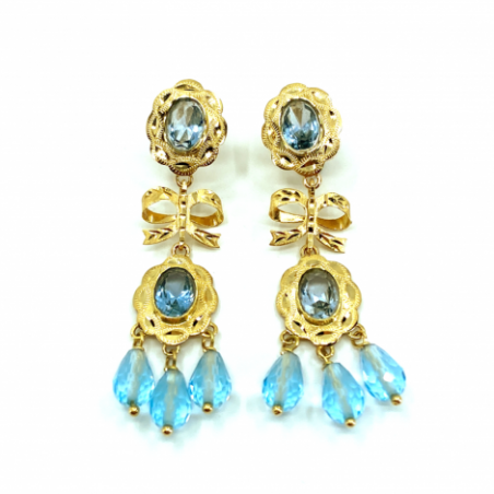 PENDIENTE ORO 18KT DOBLE CUBANA LAZO PEQUEÑO