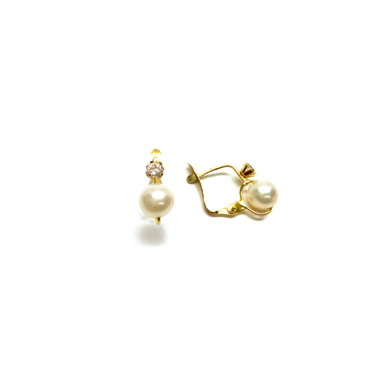 PENDIENTES ORO 18KT TU Y YO PERLA 6 MM