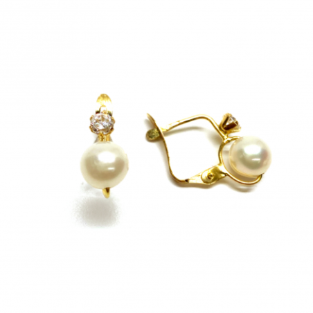 PENDIENTES ORO 18KT TU Y YO PERLA 6 MM