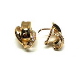 PENDIENTE BANDAS ORO 18KT Y CIRCONITAS EN CARRIL