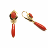 Pendientes oro  camafeo y lagrima de coral fino
