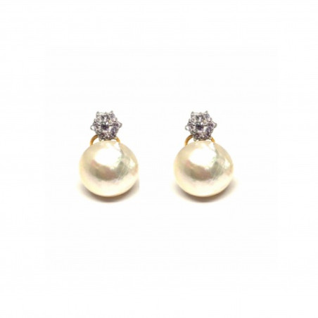PENDIENTE ORO 18KT PERLA JAPONESA 14MM