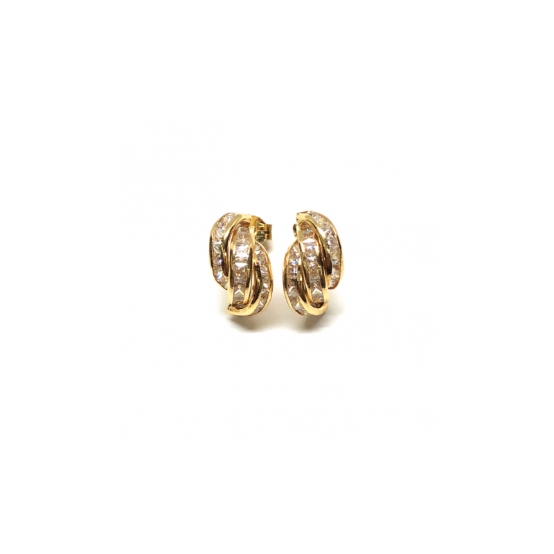PENDIENTES ORO 18KT TRES CARRILES CIRCONITAS