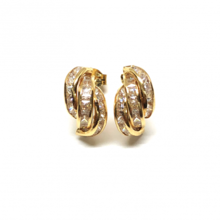 PENDIENTES ORO 18KT TRES CARRILES CIRCONITAS