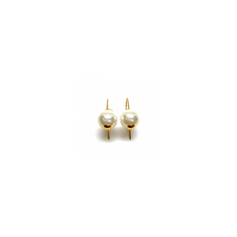 PENDIENTES  ORO 18KT PALILLO GANCHO Y PERLA