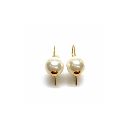 PENDIENTES  ORO 18KT PALILLO GANCHO Y PERLA