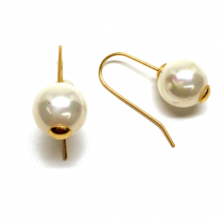 PENDIENTES  ORO 18KT PALILLO GANCHO Y PERLA