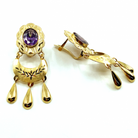 PENDIENTE ORO 18KT CUBANA LUNA