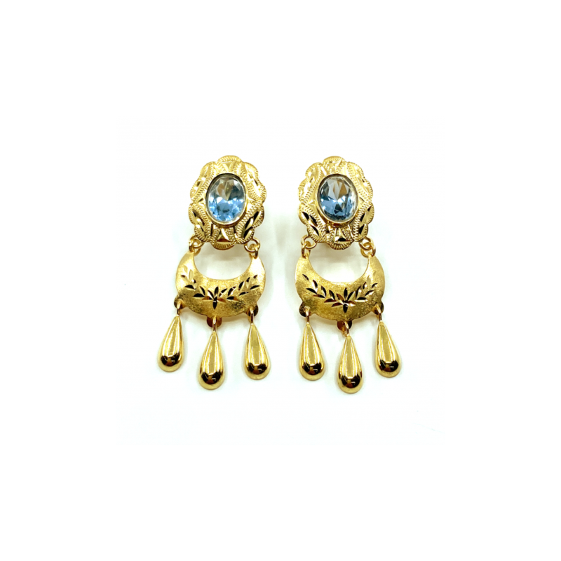 PENDIENTE ORO 18KT CUBANA LUNA