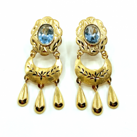 PENDIENTE ORO 18KT CUBANA LUNA