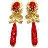 PENDIENTES ORO 18KT CORALES TALLADOS