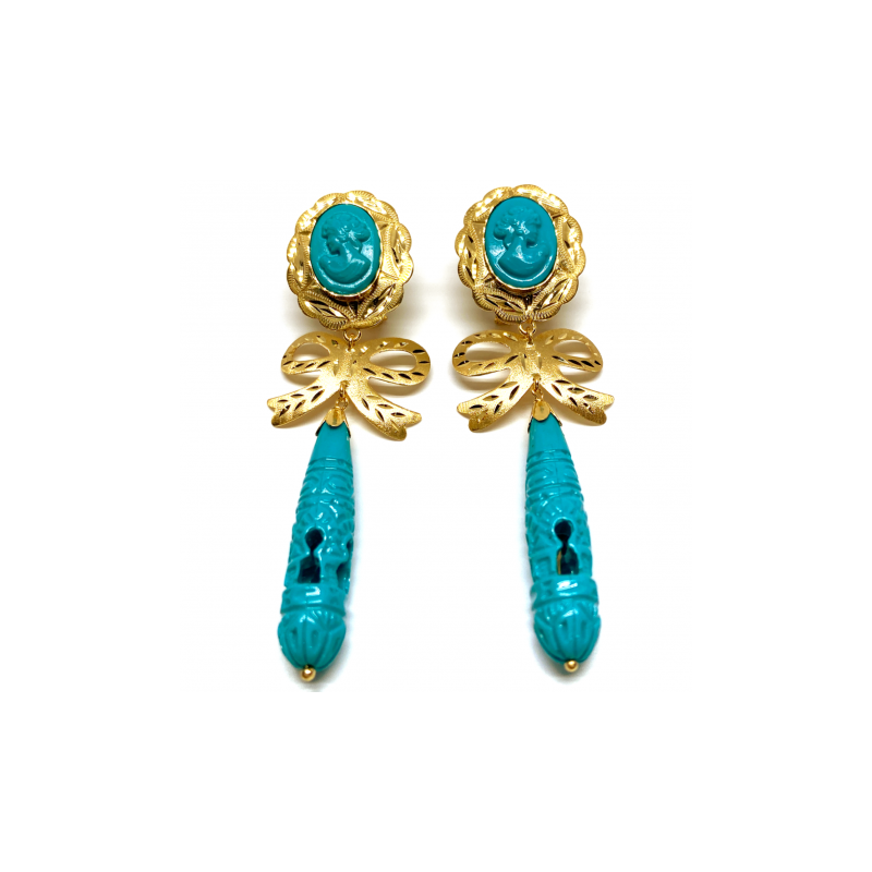 PENDIENTES ORO 18KT CORALES TALLADOS