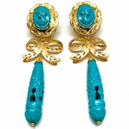 PENDIENTES ORO 18KT CORALES TALLADOS