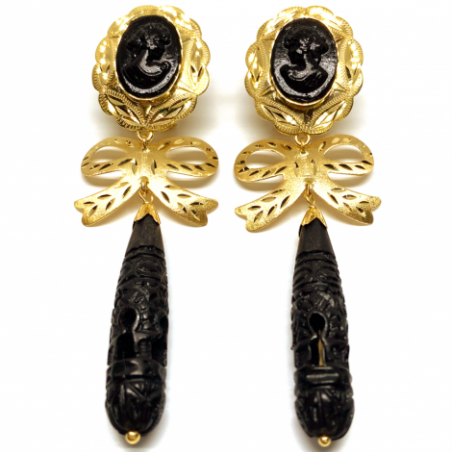PENDIENTES ORO 18KT CORALES TALLADOS