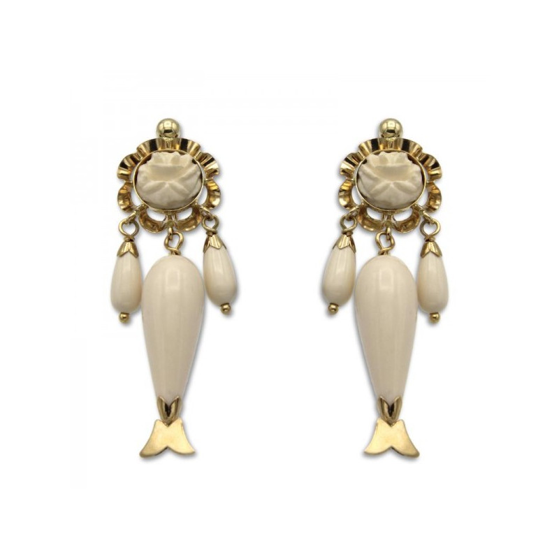 Pendientes arquillo rosa y pescadillas