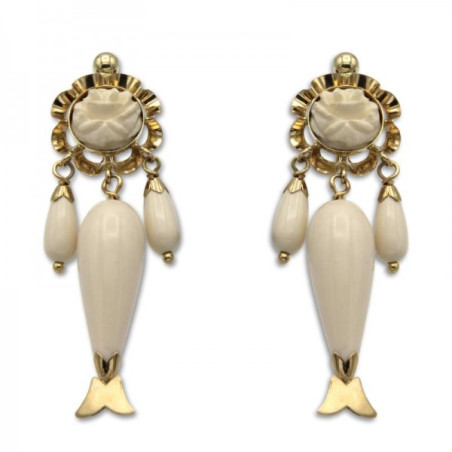 Pendientes arquillo rosa y pescadillas